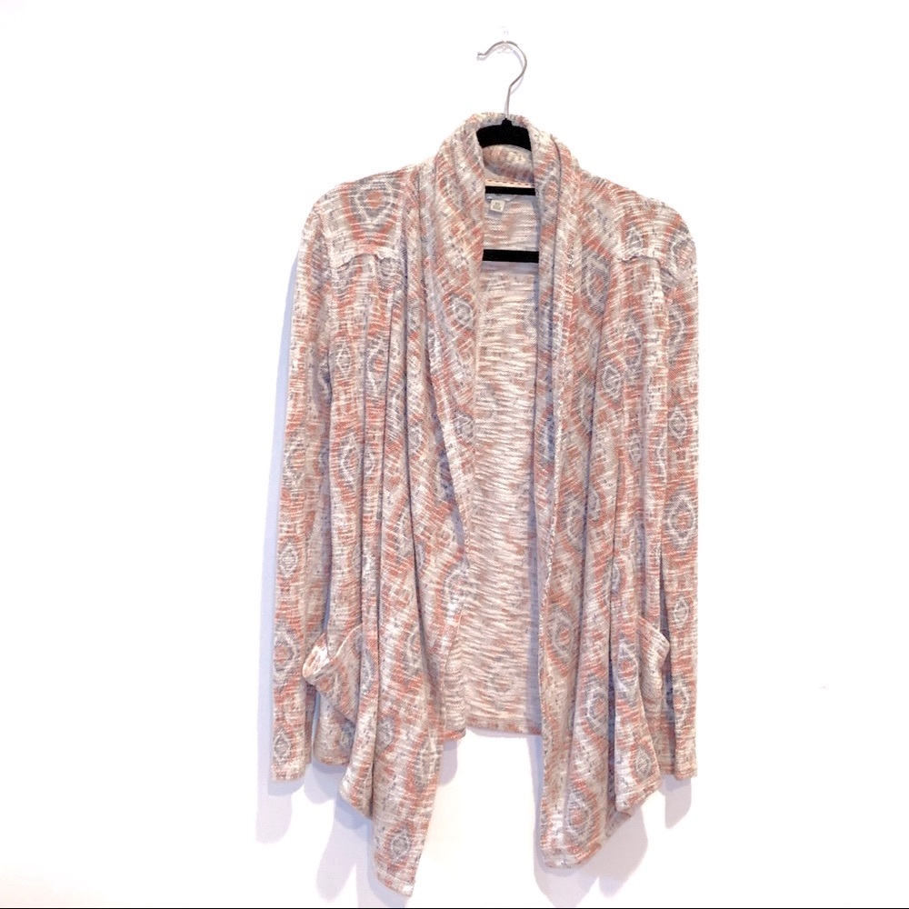 Vintage Printed Drape Open Sweater Cardigan